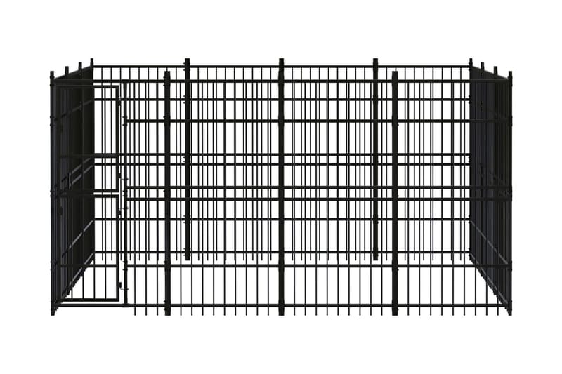 Hundgård för utomhusbruk stål 11,06 m² - Svart - Hundmöbler - Hundgrind & hundstaket - Hundkoja & hundgård