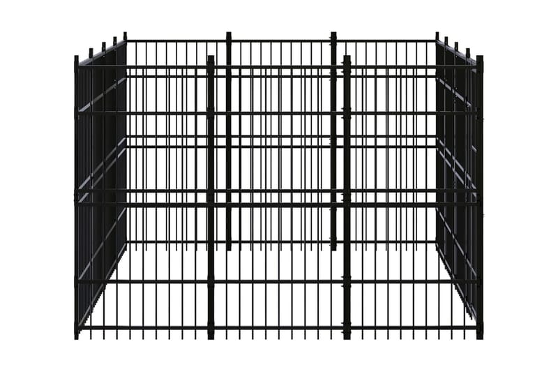 Hundgård för utomhusbruk stål 11,06 m² - Svart - Hundmöbler - Hundgrind & hundstaket - Hundkoja & hundgård