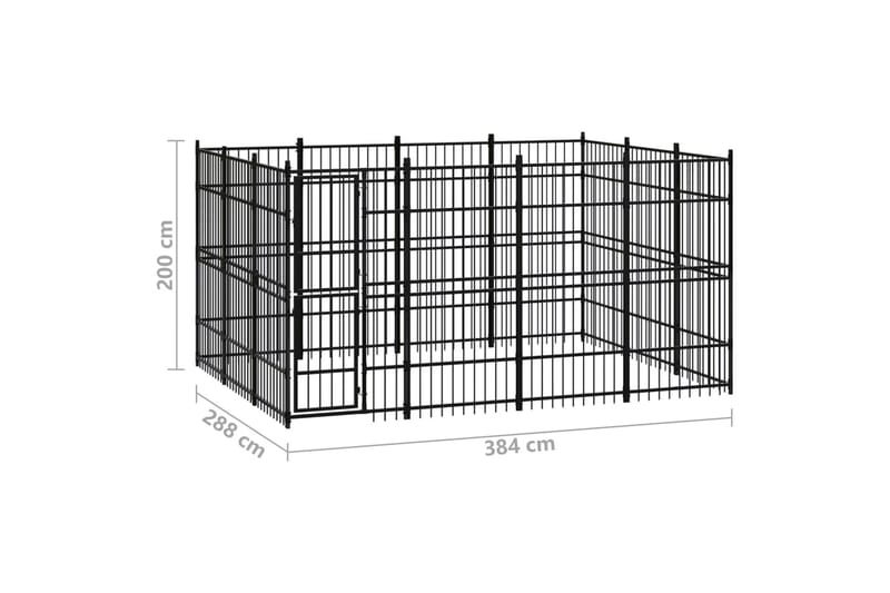 Hundgård för utomhusbruk stål 11,06 m² - Svart - Hundmöbler - Hundgrind & hundstaket - Hundkoja & hundgård