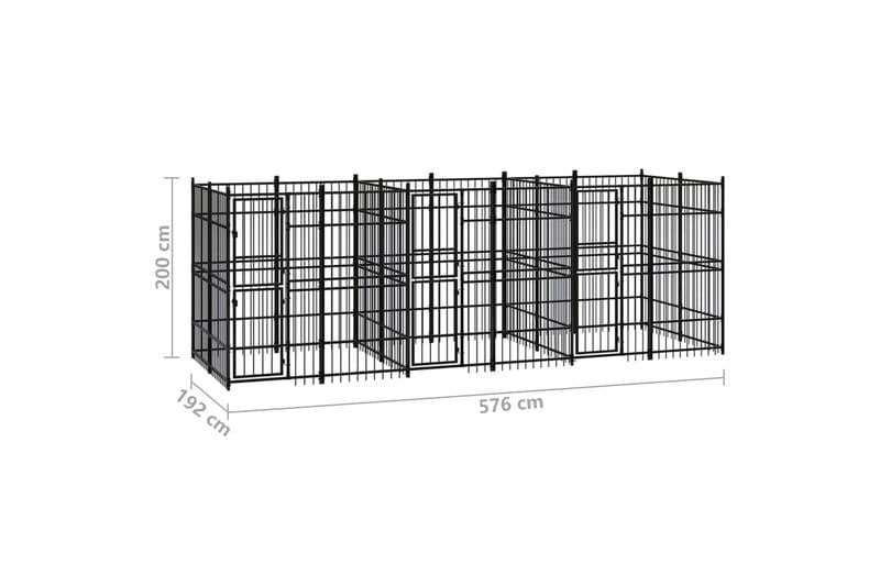 Hundgård för utomhusbruk stål 11,06 m² - Svart - Sport & fritid - För djuren - För hund - Hundmöbler
