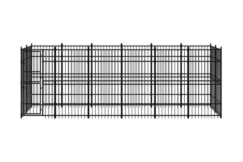 Hundgård för utomhusbruk stål 11,06 m² - Svart - Hundmöbler - Hundgrind & hundstaket - Hundkoja & hundgård