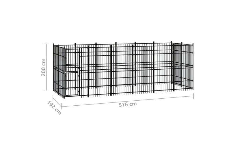 Hundgård för utomhusbruk stål 11,06 m² - Svart - Sport & fritid - För djuren - För hund - Hundmöbler