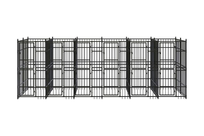 Hundgård för utomhusbruk stål 11,06 m² - Svart - Hundmöbler - Hundgrind & hundstaket - Hundkoja & hundgård