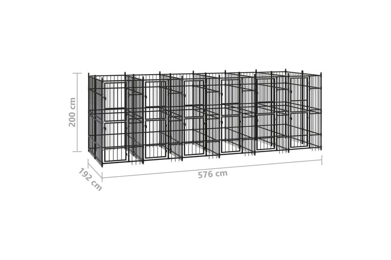 Hundgård för utomhusbruk stål 11,06 m² - Svart - Hundmöbler - Hundgrind & hundstaket - Hundkoja & hundgård