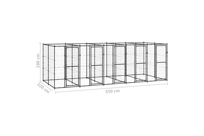 Hundgård för utomhusbruk stål 12,1 m² - Svart - Sport & fritid - För djuren - För hund - Hundmöbler