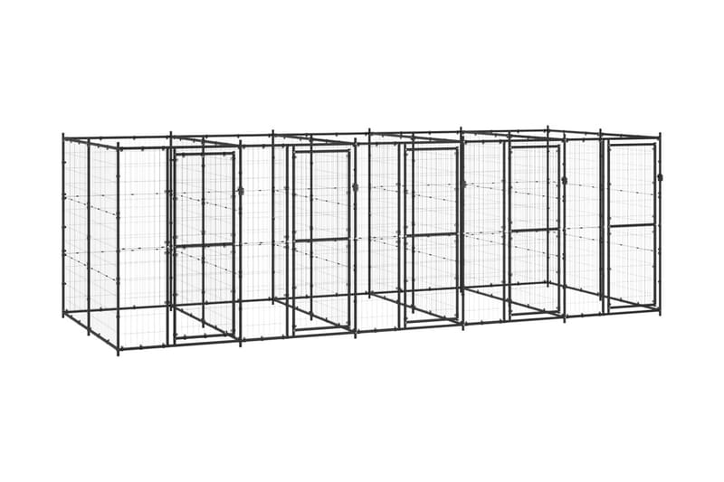 Hundgård för utomhusbruk stål 12,1 m² - Svart - Hundmöbler - Hundgrind & hundstaket - Hundkoja & hundgård