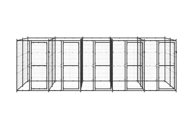 Hundgård för utomhusbruk stål 12,1 m² - Svart - Hundmöbler - Hundgrind & hundstaket - Hundkoja & hundgård