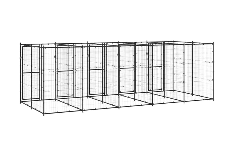 Hundgård för utomhusbruk stål 12,1 m² - Svart - Hundmöbler - Hundgrind & hundstaket - Hundkoja & hundgård