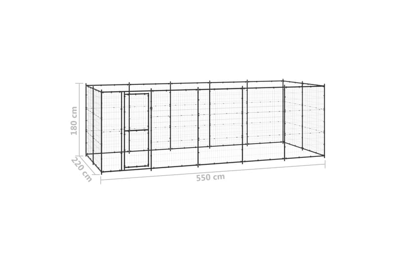 Hundgård för utomhusbruk stål 12,1 m² - Svart - Sport & fritid - För djuren - För hund - Hundmöbler