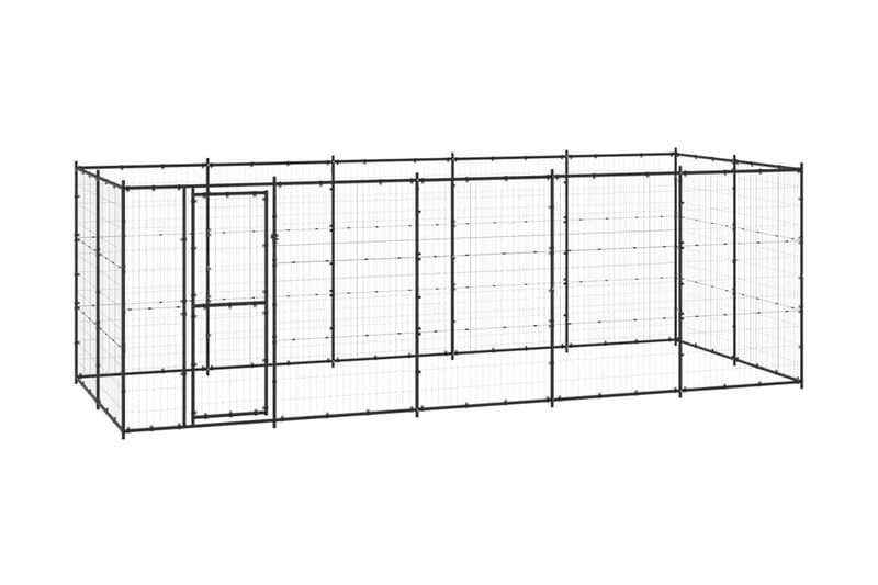 Hundgård för utomhusbruk stål 12,1 m² - Svart - Hundmöbler - Hundgrind & hundstaket - Hundkoja & hundgård