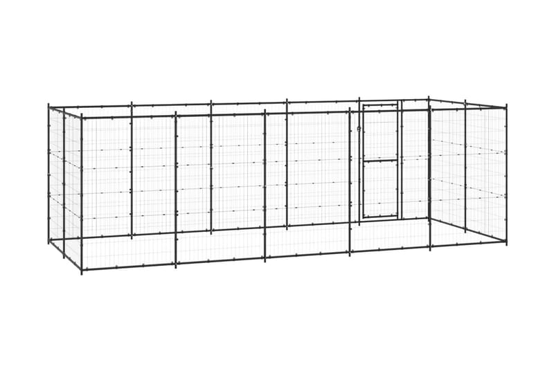 Hundgård för utomhusbruk stål 12,1 m² - Svart - Hundmöbler - Hundgrind & hundstaket - Hundkoja & hundgård