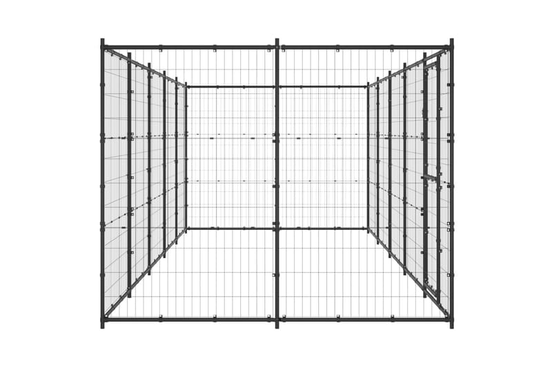 Hundgård för utomhusbruk stål 12,1 m² - Svart - Hundmöbler - Hundgrind & hundstaket - Hundkoja & hundgård