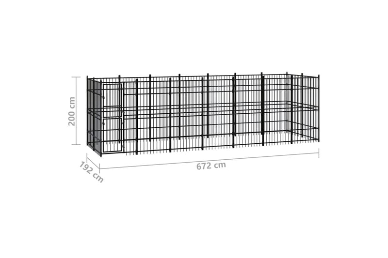 Hundgård för utomhusbruk stål 12,9 m² - Svart - Hundmöbler - Hundgrind & hundstaket - Hundkoja & hundgård