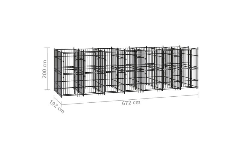 Hundgård för utomhusbruk stål 12,9 m² - Svart - Hundmöbler - Hundgrind & hundstaket - Hundkoja & hundgård