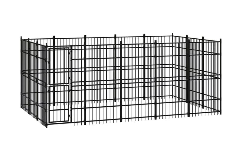 Hundgård för utomhusbruk stål 13,82 m² - Svart - Sport & fritid - För djuren - För hund - Hundmöbler