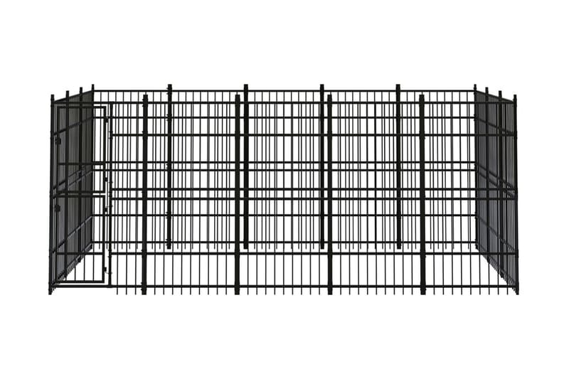 Hundgård för utomhusbruk stål 13,82 m² - Svart - Hundmöbler - Hundgrind & hundstaket - Hundkoja & hundgård