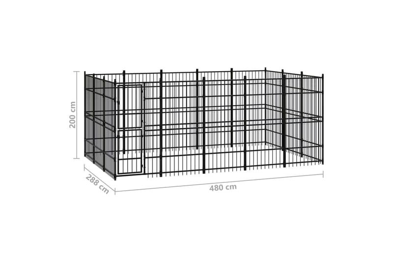 Hundgård för utomhusbruk stål 13,82 m² - Svart - Sport & fritid - För djuren - För hund - Hundmöbler