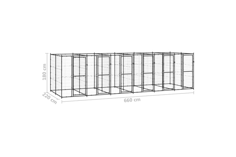 Hundgård för utomhusbruk stål 14,52 m² - Svart - Hundmöbler - Hundgrind & hundstaket - Hundkoja & hundgård