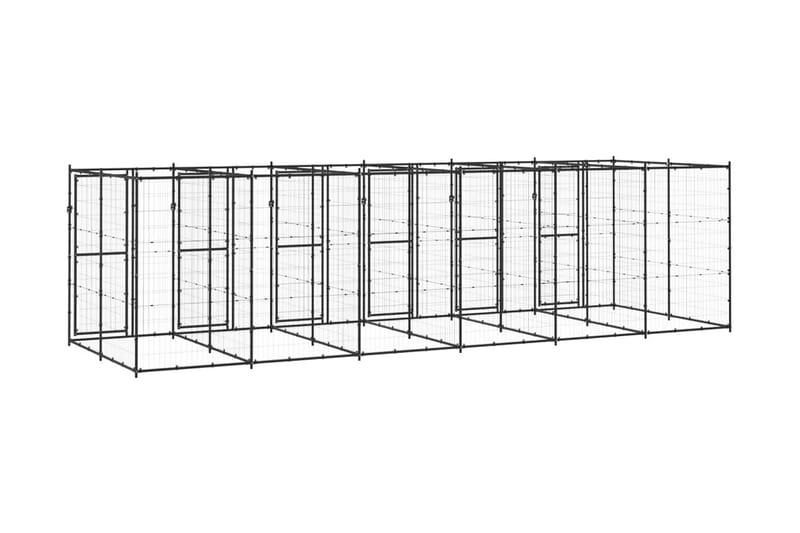 Hundgård för utomhusbruk stål 14,52 m² - Svart - Hundmöbler - Hundgrind & hundstaket - Hundkoja & hundgård