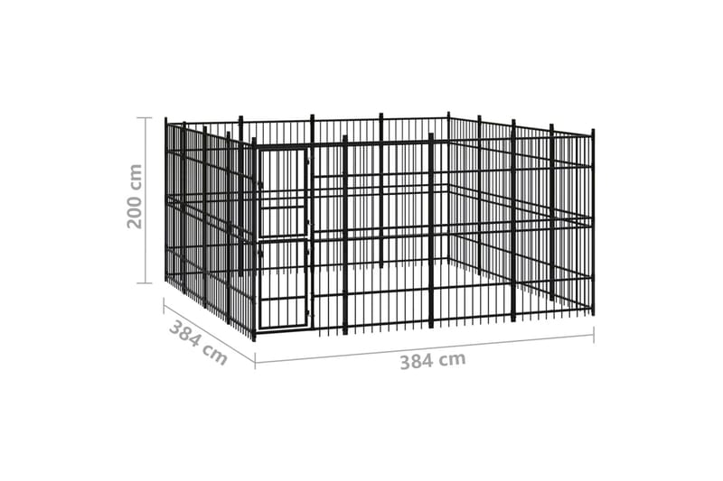 Hundgård för utomhusbruk stål 14,75 m² - Svart - Sport & fritid - För djuren - För hund - Hundmöbler