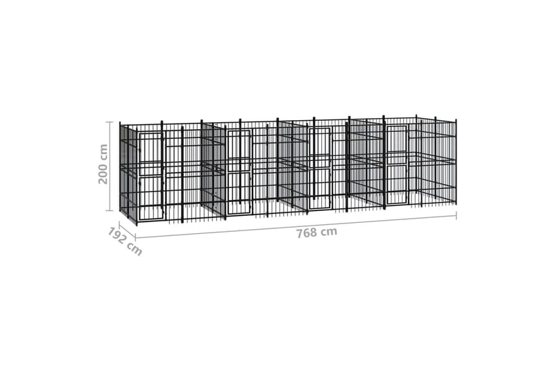 Hundgård för utomhusbruk stål 14,75 m² - Svart - Hundmöbler - Hundgrind & hundstaket - Hundkoja & hundgård