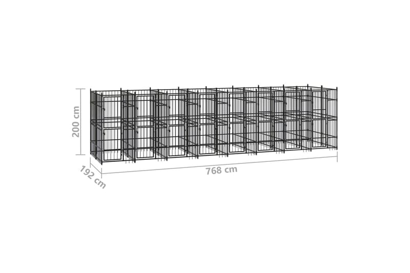 Hundgård för utomhusbruk stål 14,75 m² - Svart - Hundmöbler - Hundgrind & hundstaket - Hundkoja & hundgård