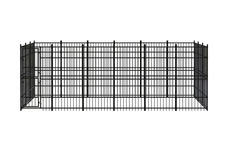 Hundgård för utomhusbruk stål 16,59 m² - Svart - Hundmöbler - Hundgrind & hundstaket - Hundkoja & hundgård