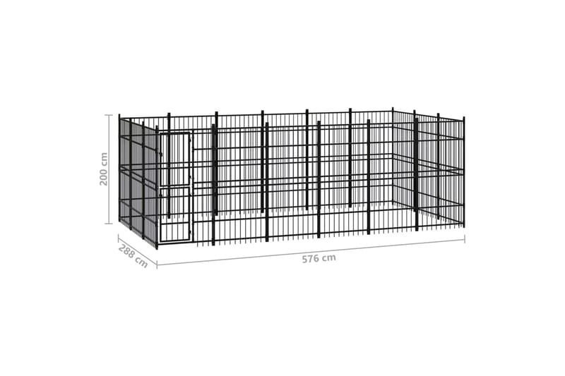 Hundgård för utomhusbruk stål 16,59 m² - Svart - Sport & fritid - För djuren - För hund - Hundmöbler