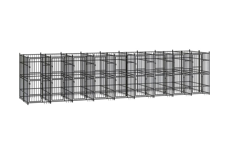 Hundgård för utomhusbruk stål 16,59 m² - Svart - Hundmöbler - Hundgrind & hundstaket - Hundkoja & hundgård