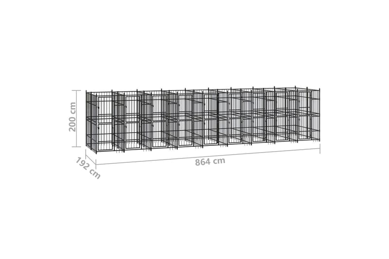 Hundgård för utomhusbruk stål 16,59 m² - Svart - Hundmöbler - Hundgrind & hundstaket - Hundkoja & hundgård