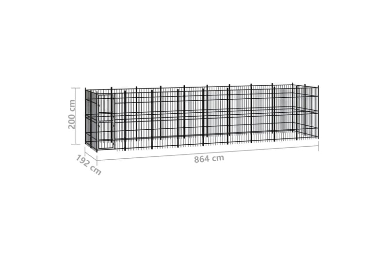 Hundgård för utomhusbruk stål 16,59 m² - Svart - Hundmöbler - Hundgrind & hundstaket - Hundkoja & hundgård