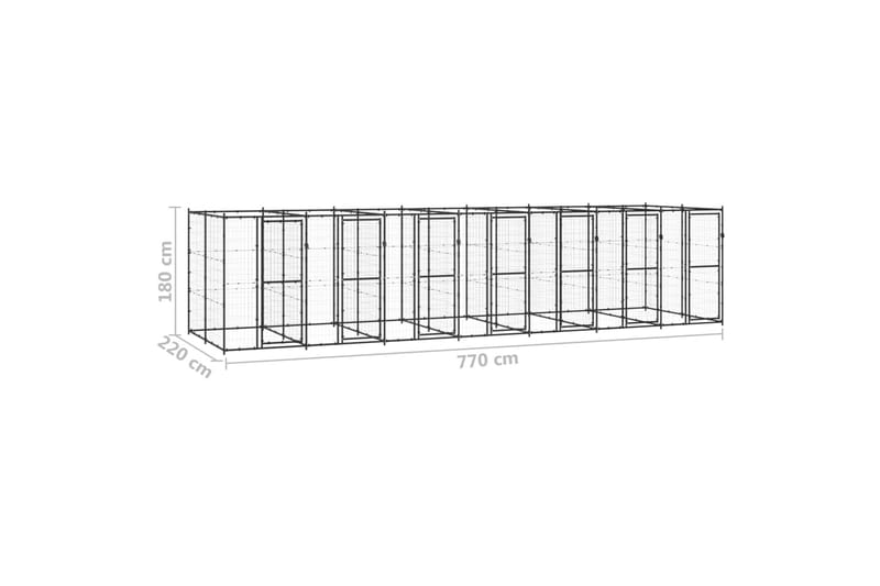 Hundgård för utomhusbruk stål 16,94 m² - Svart - Sport & fritid - För djuren - För hund - Hundmöbler