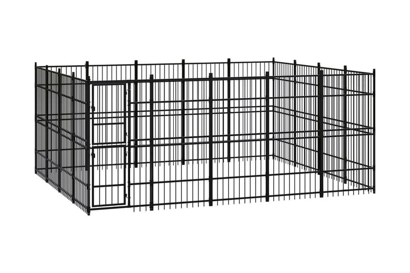 Hundgård för utomhusbruk stål 18,43 m² - Svart - Sport & fritid - För djuren - För hund - Hundmöbler