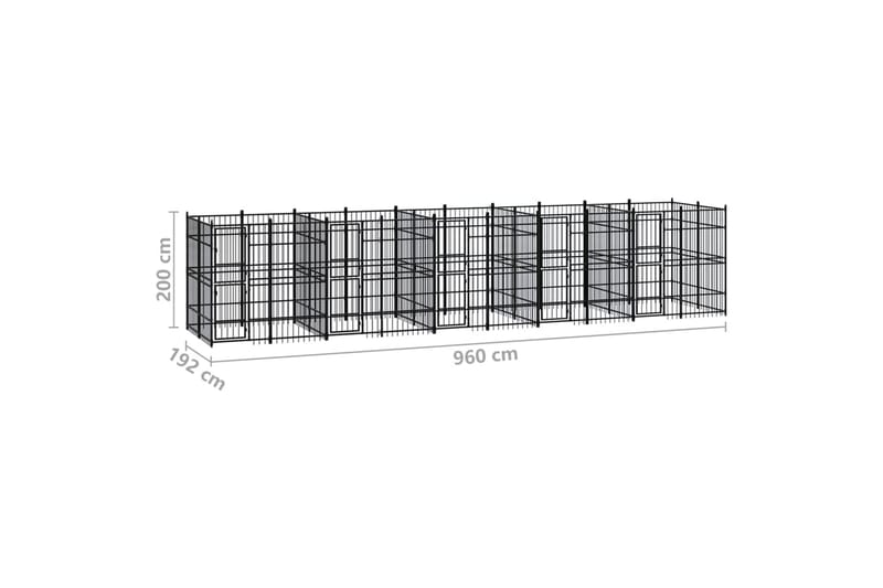 Hundgård för utomhusbruk stål 18,43 m² - Svart - Hundmöbler - Hundgrind & hundstaket - Hundkoja & hundgård