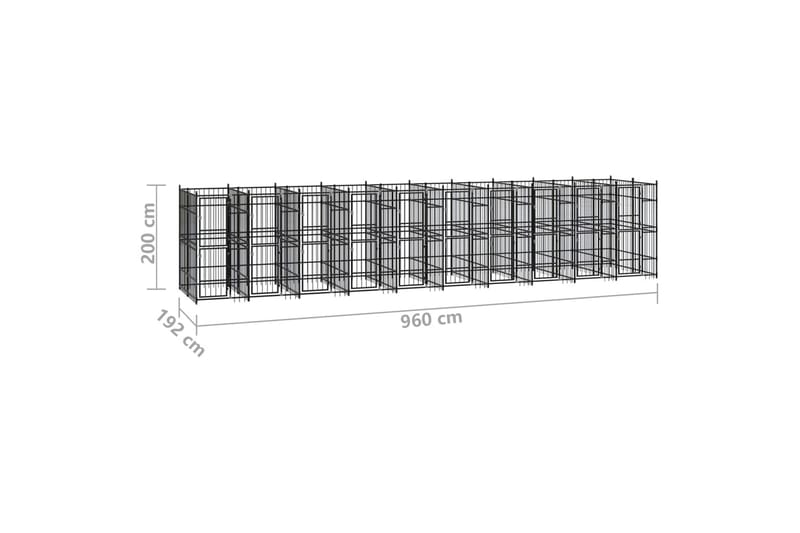 Hundgård för utomhusbruk stål 18,43 m² - Svart - Hundmöbler - Hundgrind & hundstaket - Hundkoja & hundgård