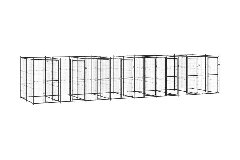 Hundgård för utomhusbruk stål 19,36 m² - Svart - Hundmöbler - Hundgrind & hundstaket - Hundkoja & hundgård