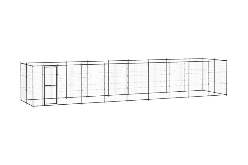 Hundgård för utomhusbruk stål 21,78 m² - Svart - Hundmöbler - Hundgrind & hundstaket - Hundkoja & hundgård