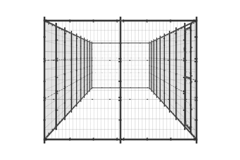 Hundgård för utomhusbruk stål 21,78 m² - Svart - Hundmöbler - Hundgrind & hundstaket - Hundkoja & hundgård