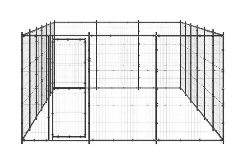 Hundgård för utomhusbruk stål 21,78 m² - Svart - Hundmöbler - Hundgrind & hundstaket - Hundkoja & hundgård