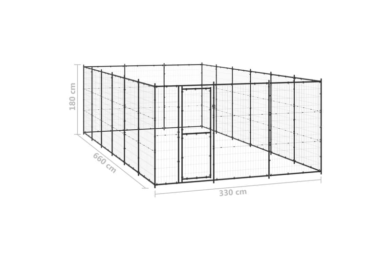 Hundgård för utomhusbruk stål 21,78 m² - Svart - Hundmöbler - Hundgrind & hundstaket - Hundkoja & hundgård