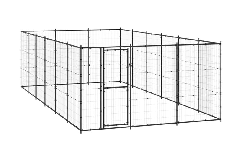 Hundgård för utomhusbruk stål 21,78 m² - Svart - Hundmöbler - Hundgrind & hundstaket - Hundkoja & hundgård