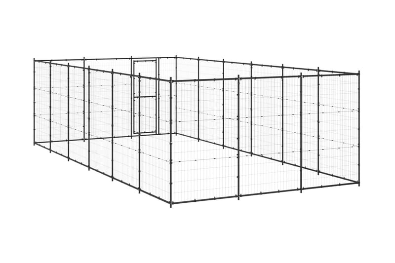 Hundgård för utomhusbruk stål 21,78 m² - Svart - Hundmöbler - Hundgrind & hundstaket - Hundkoja & hundgård