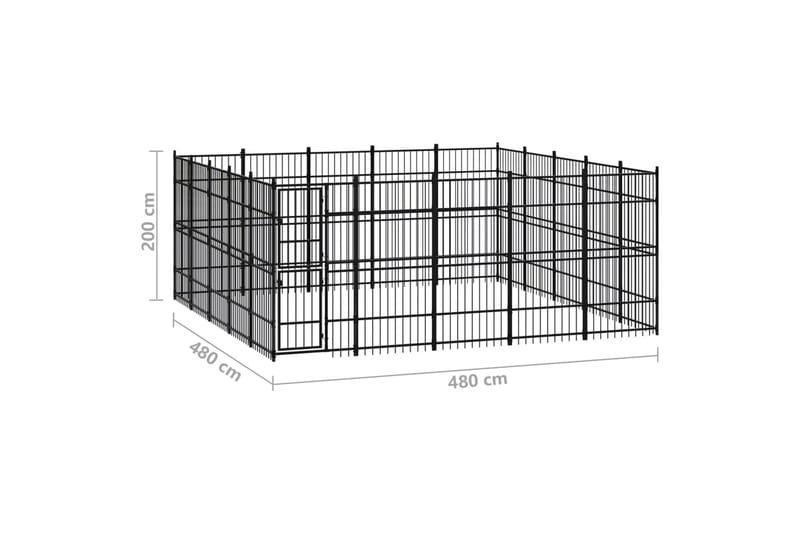 Hundgård för utomhusbruk stål 23,04 m² - Svart - Sport & fritid - För djuren - För hund - Hundmöbler