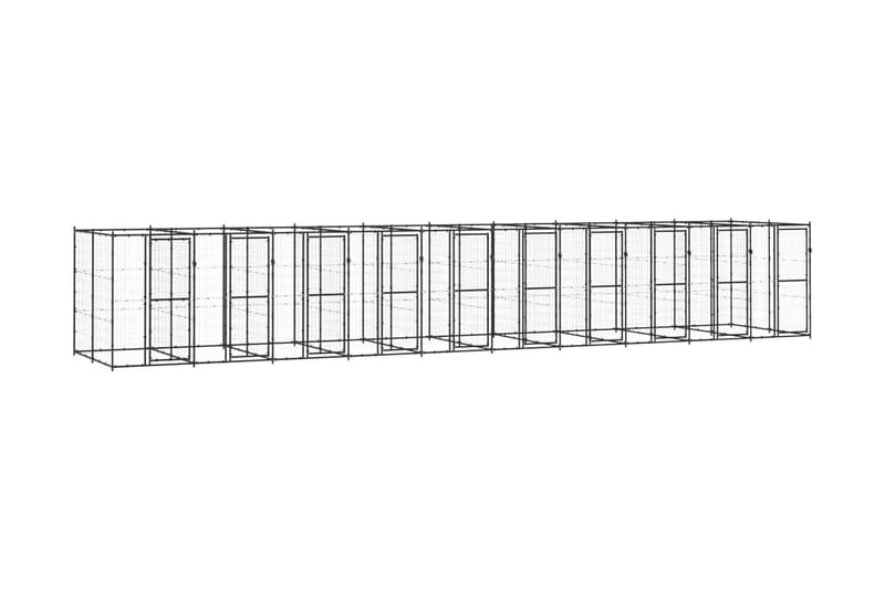 Hundgård för utomhusbruk stål 24,2 m² - Svart - Hundmöbler - Hundgrind & hundstaket - Hundkoja & hundgård