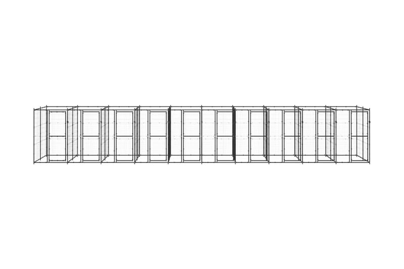 Hundgård för utomhusbruk stål 24,2 m² - Svart - Hundmöbler - Hundgrind & hundstaket - Hundkoja & hundgård