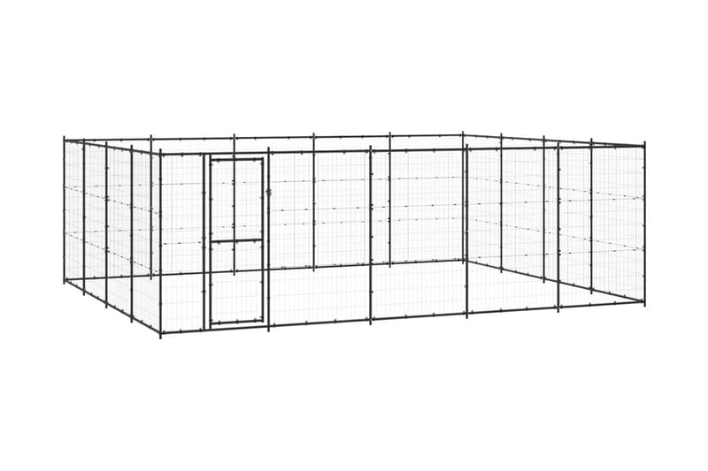 Hundgård för utomhusbruk stål 24,2 m² - Svart - Hundmöbler - Hundgrind & hundstaket - Hundkoja & hundgård