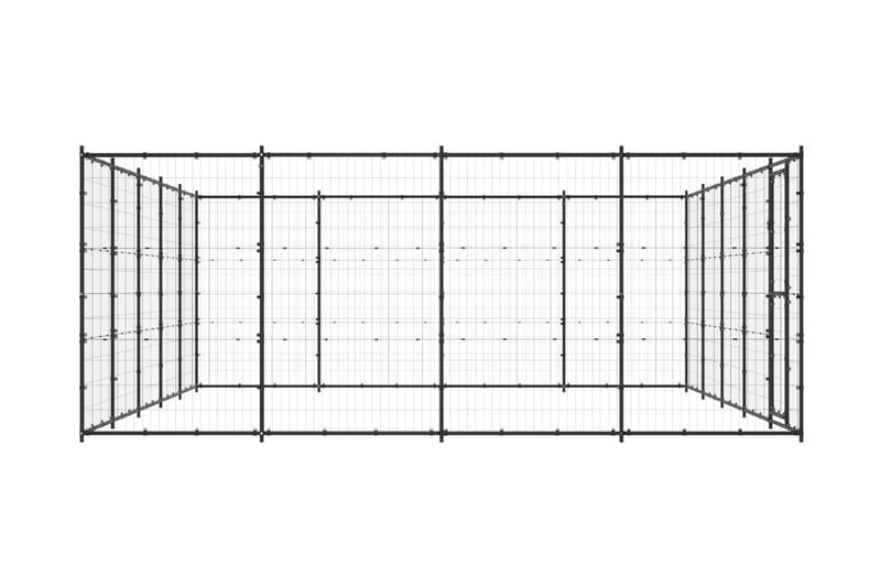 Hundgård för utomhusbruk stål 24,2 m² - Svart - Hundmöbler - Hundgrind & hundstaket - Hundkoja & hundgård