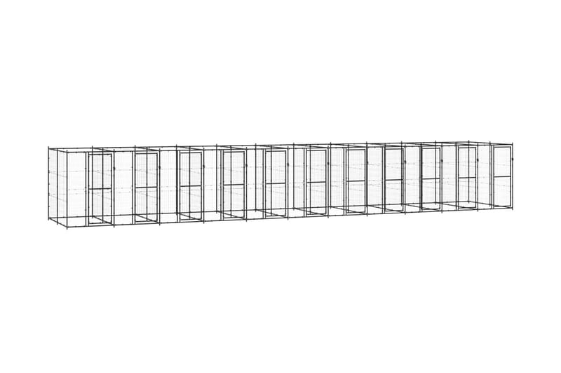 Hundgård för utomhusbruk stål 26,62 m² - Svart - Hundmöbler - Hundgrind & hundstaket - Hundkoja & hundgård