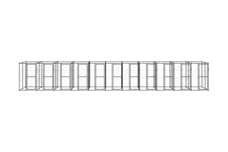 Hundgård för utomhusbruk stål 26,62 m² - Svart - Hundmöbler - Hundgrind & hundstaket - Hundkoja & hundgård