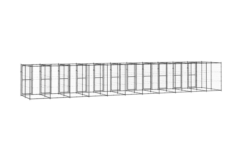 Hundgård för utomhusbruk stål 26,62 m² - Svart - Hundmöbler - Hundgrind & hundstaket - Hundkoja & hundgård